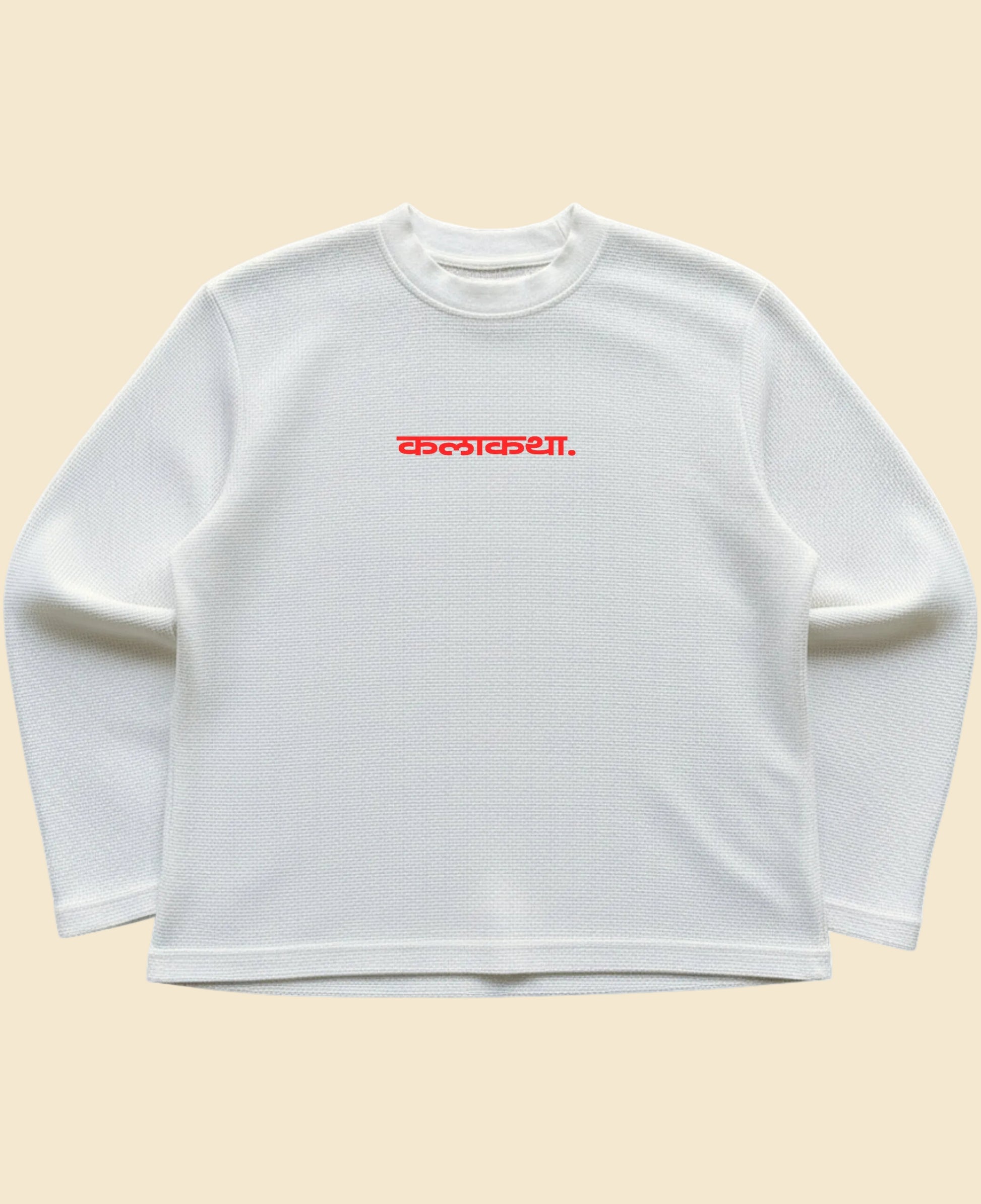 Off-white waffle knit oversized full-sleeve Front Design